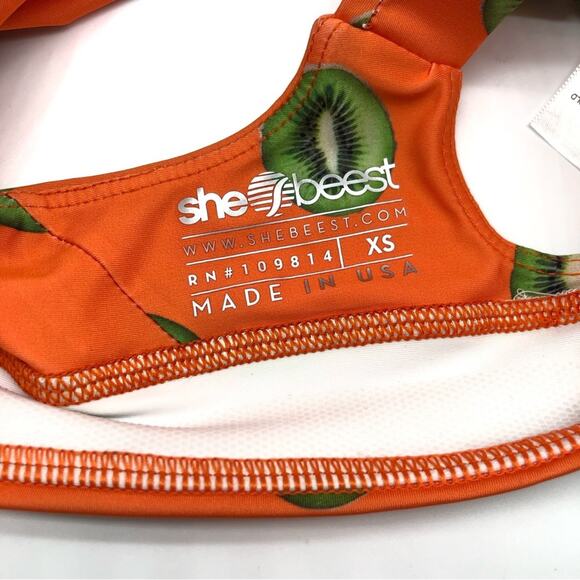 NWT SHEBEEST Tri Gazelle Sports Bra Orange Kiwi Green XS - Picture 4 of 7